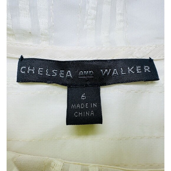 CHELSEA‎ AND WALKER Bow Blouse Ivory Silk Lace Long Sleeve Blouse Women's 6 - Picture 11 of 16